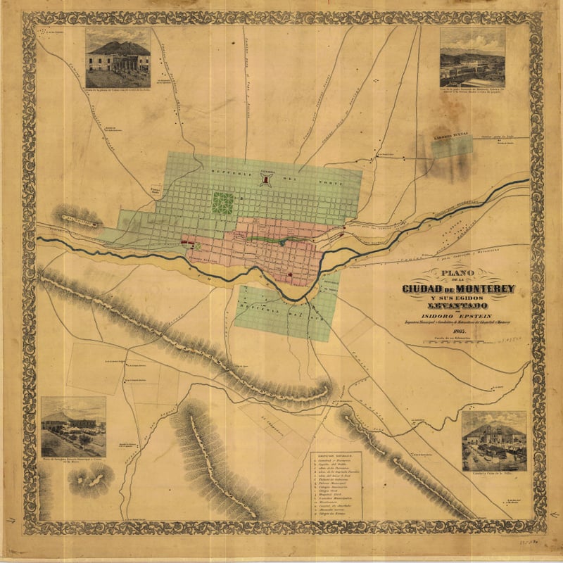 Plano de la ciudad de Monterrey y sus ejidos de 1865