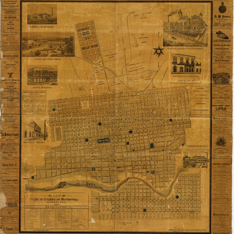 Plano comercial de la Ciudad de Monterrey de 1894