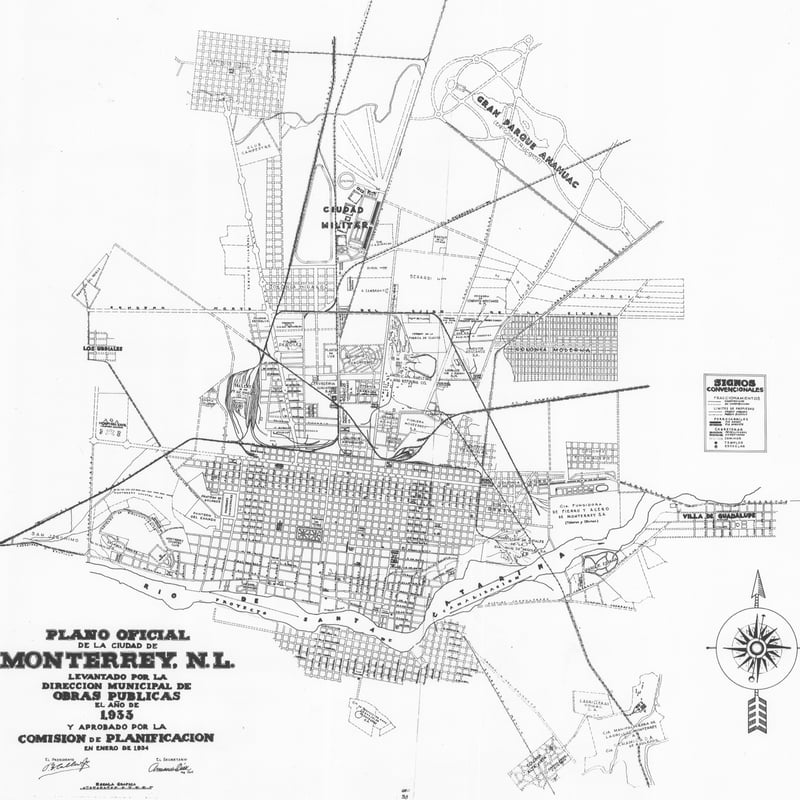 Plano Oficial de la Ciudad de Monterrey, Levantado por la Dirección Municipal de Obras Públicas de 1933