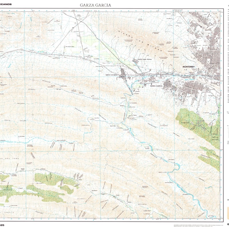 Carta topográfica INEGI hoja G14C25 de 1975