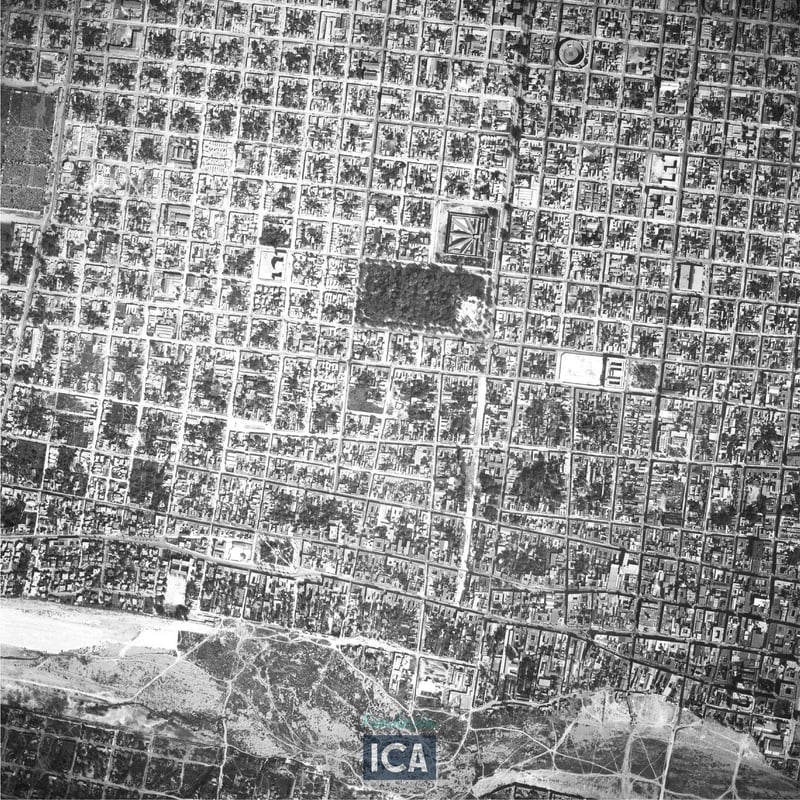 Aerofoto de la zona Centro-Poniente de Monterrey c.1940
